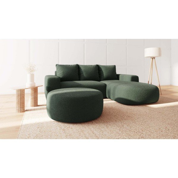 Zelen tabure iz tkanine bouclé Feiro – MESONICA-image-1