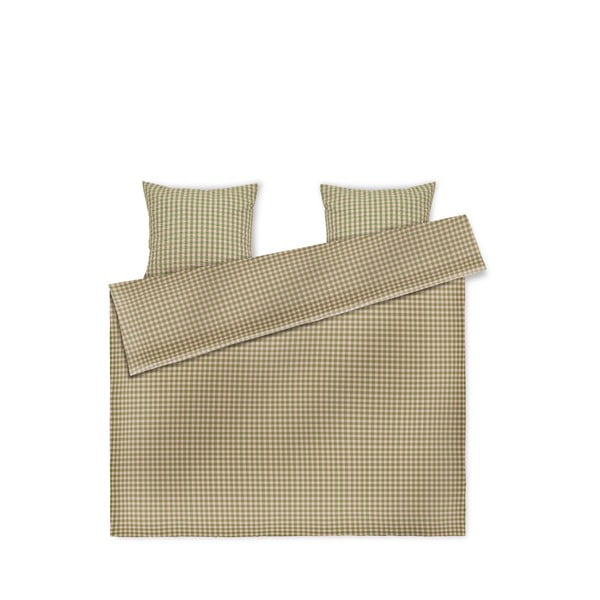 Zelena/rožnata podaljšana posteljnina za zakonsko posteljo iz krepa 200x220 cm Bæk&Bølge – JUNA