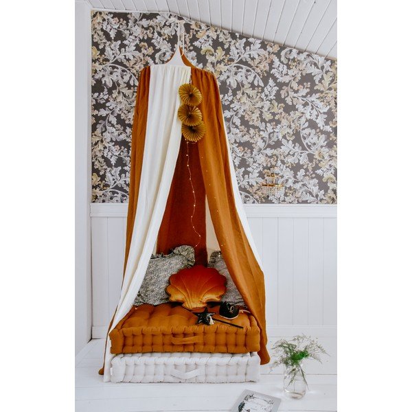 Belo-oranžen bombažni baldahin Caramel Circus - Moi Mili-image-2
