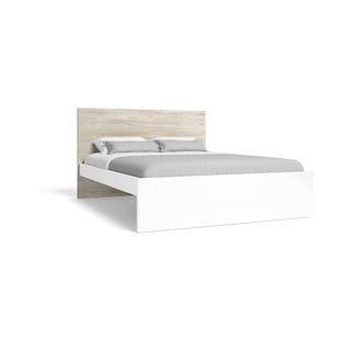 Bela/naravna zakonska postelja v hrastovem dekorju 140x190 cm Sahara – Marckeric