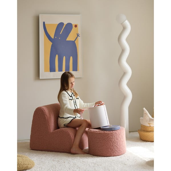Rožnat otroški tabure iz tkanine bouclé – Wigiwama-image-3