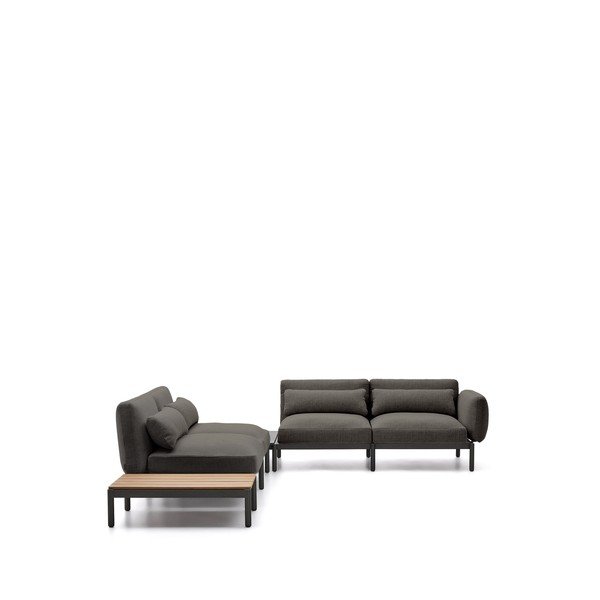 Temno siv oblazinjen vrtni kavč (v obliki črke L) Sorells – Kave Home-image-3