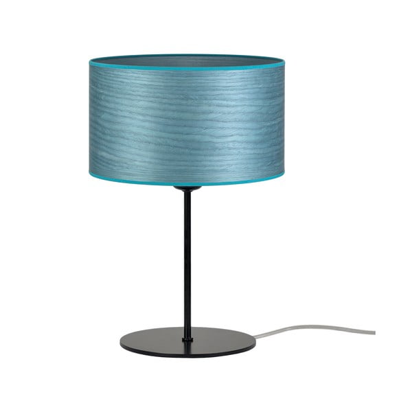 Modra namizna svetilka iz naravnega furnirja Sotto Luce Ocho S, ⌀ 25 cm
