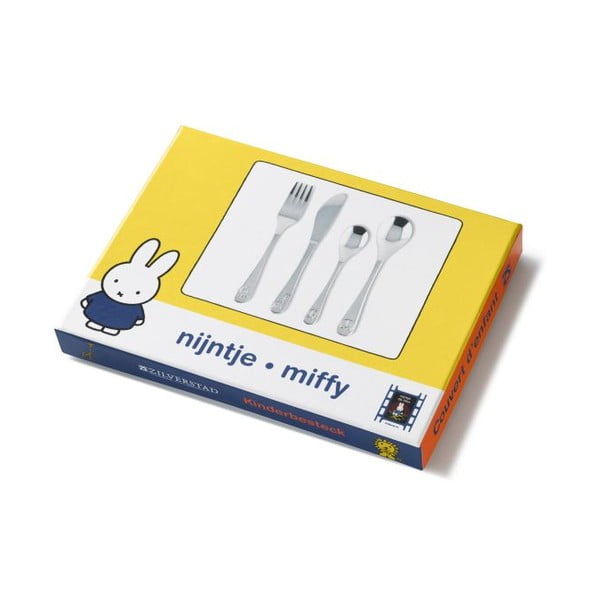 Otroški jedilni pribor iz nerjavečega jekla v srebrni barvi 4 ks Miffy Zoo – Zilverstad-image-2
