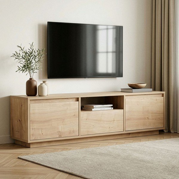 TV omarica v hrastovem dekorju v naravni barvi 160x42x30 cm Sentinel – Kalune Design-image-1
