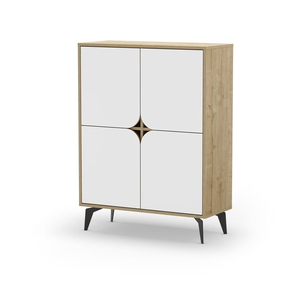 Bela/naravna omarica v hrastovem dekorju 90x120 cm Nola – Marckeric-image-3