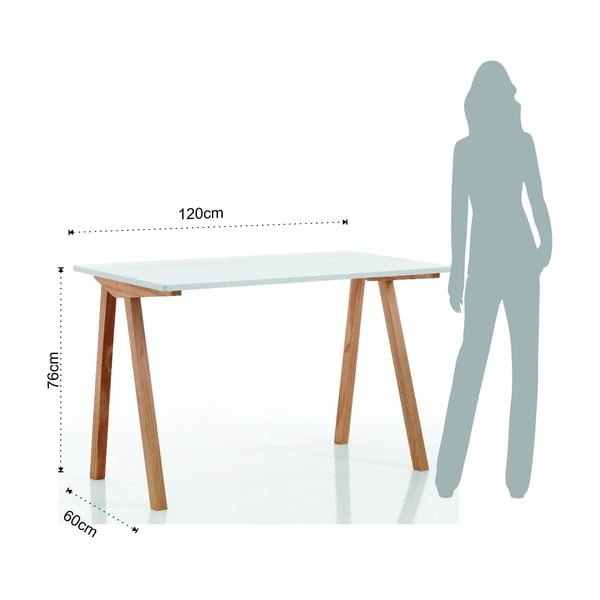 Pisalna miza z belo mizno ploščo 60x120 cm Mak – Tomasucci-image-4