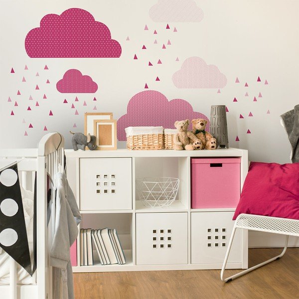 Rožnata stenska nalepka Ambiance Scandinavian Clouds-image-3