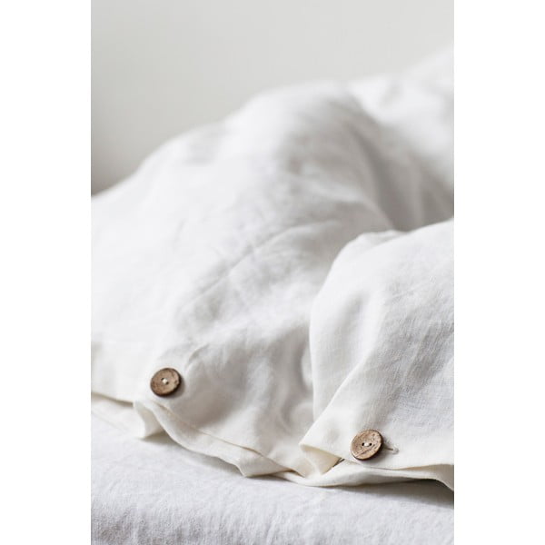 Bela lanena prevleka za odejo Linen Tales, 200 x 200 cm-image-3