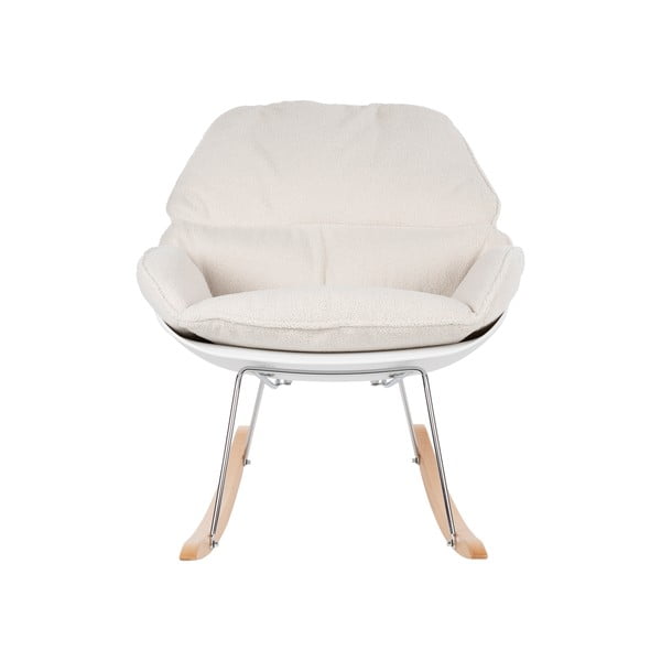 Kremno bel gugalni fotelj iz tkanine bouclé Rocky – White Label-image-2