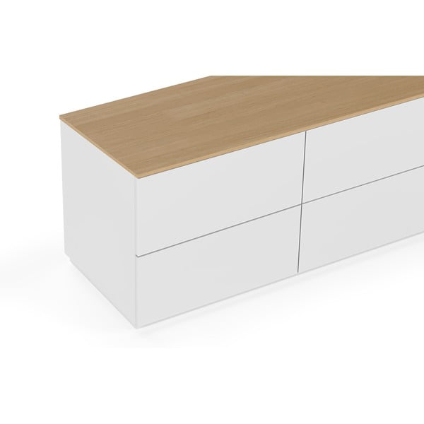 Bela komoda z vrhnjim delom iz hrastovega dekorja TemaHome Join, 120 x 54 cm-image-1