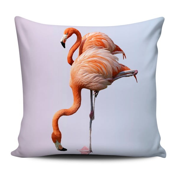 Oranžno-bela blazina Home de Bleu Flamingos, 43 x 43 cm