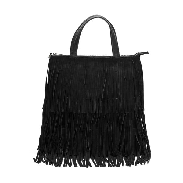 Črna usnjena torbica Anna Luchini