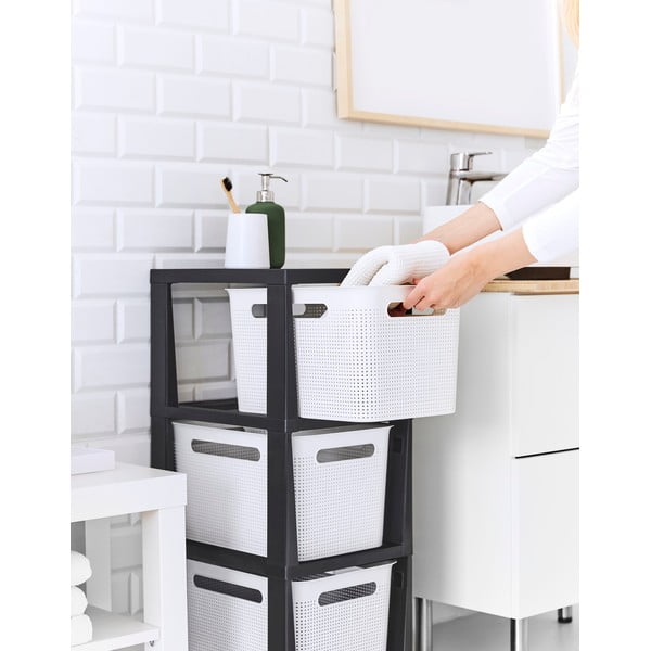 Belo-črn plastičen voziček s policami 30x77 cm Brisen - Rotho-image-4