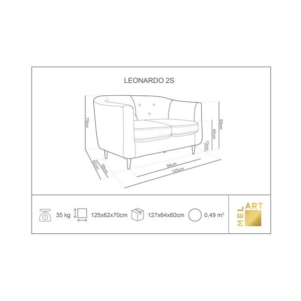 Kooko Home Love siv kavč, 125 cm-image-3