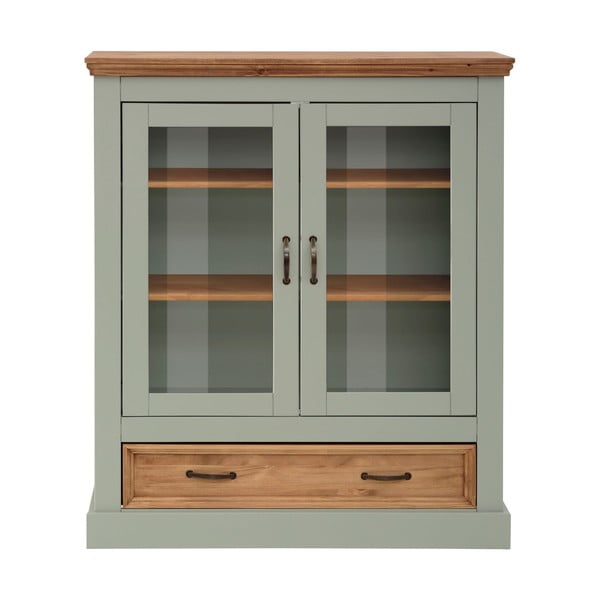 Svetlo zelena vitrina iz masivnega bora 100x120 cm Selma – Støraa