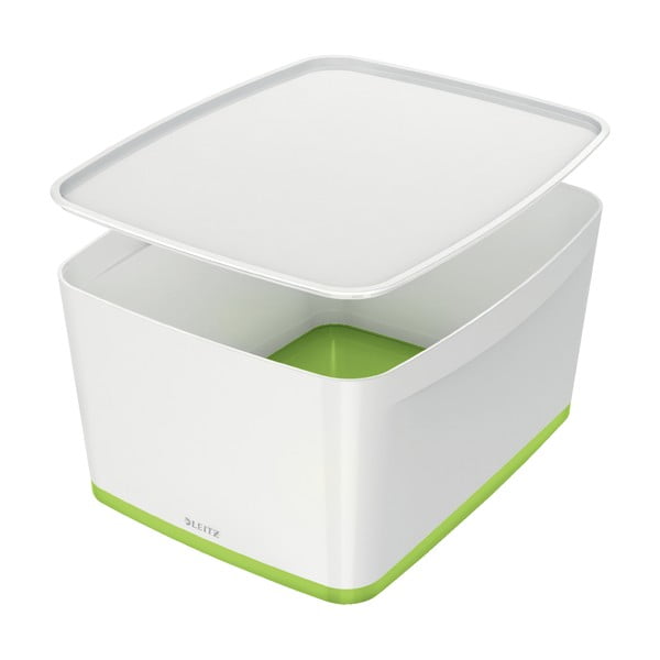 Belo-zelena škatla za shranjevanje s pokrovom Leizt MyBox, 18 l