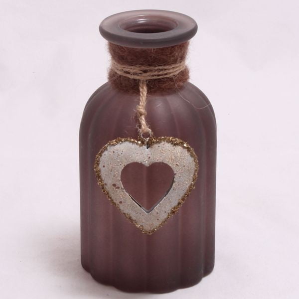 Temno roza vaza s slamnato dekoracijo Dakls Heart