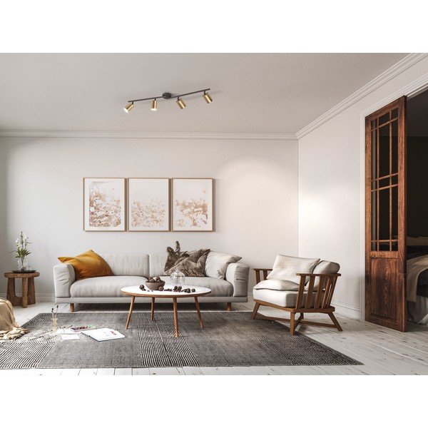 Črno-zlata stropna svetilka s kovinskim senčilom ø 8 cm Vano – Fischer & Honsel-image-2