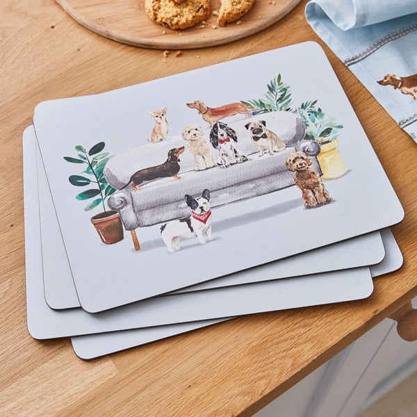 Pogrinjek iz plute 4 kos 21,5x29 cm Curious Dogs - Cooksmart ®-image-1