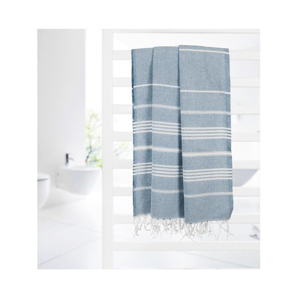 Modra brisača za hamam Kate Louise Classic, 180 x 100 cm-image-2