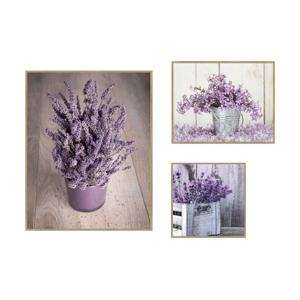 Slike v kompletu 3 ks 40x50 cm Purple Flowers – knor
