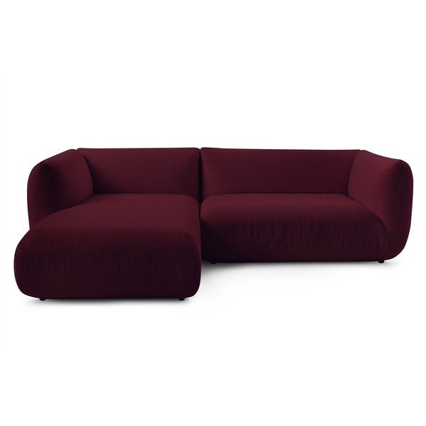 Bordo rdeča kotna žametna zofa (levi kot) Lecomte - Bobochic Paris