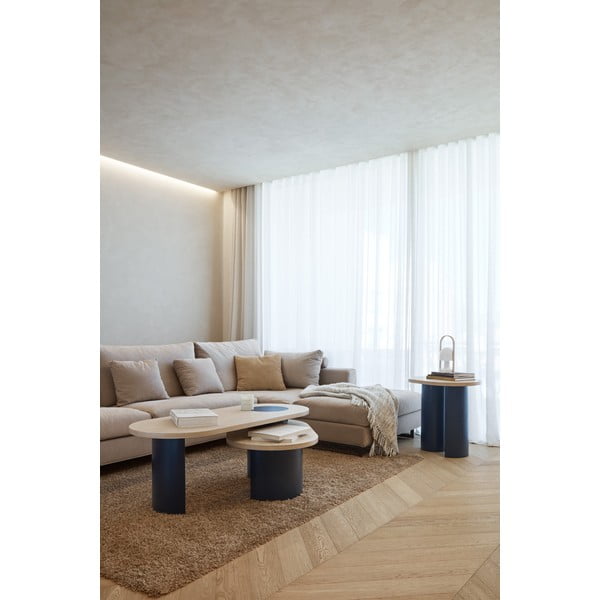 Modra/v naravni barvi klubska mizica v jesenovem dekorju 50x120 cm Nori – Teulat-image-1