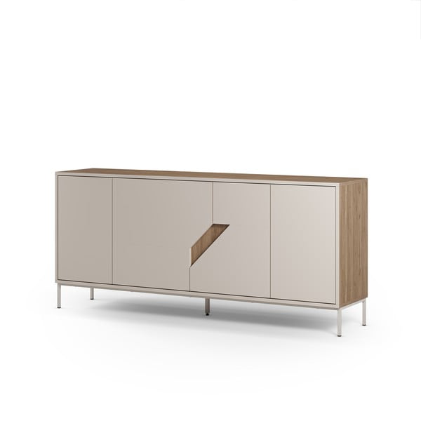 Kremno bela/naravna komoda v hrastovem dekorju 180x80x40 cm Lilou – Marckeric-image-3