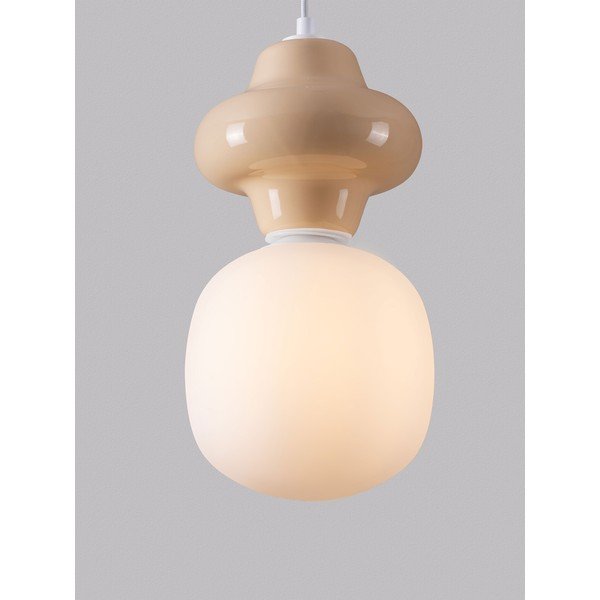Bela/kremno bela keramična viseča svetilka s steklenim senčilom ø 18 cm Clio – Nova Luce-image-1