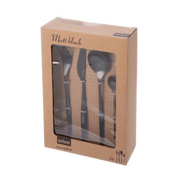 Črn pribor iz nerjavečega jekla 24 ks – Orion-image-4