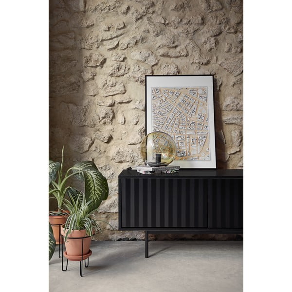 Črna TV omarica v hrastovem dekorju 180x52 cm Sierra – Teulat-image-1