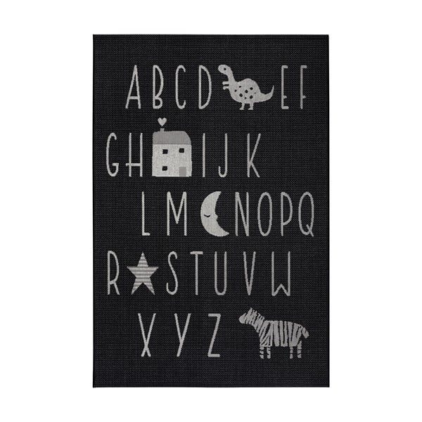 Črna otroška preproga Ragami Letters, 200 x 290 cm