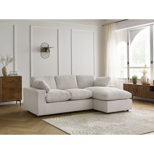 Bež kotna sedežna garnitura iz rebrastega žameta Belair – Bobochic Paris-image-1