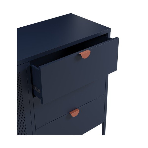 Temno modra kovinska komoda 140x90x40 cm Sayla – Marckeric-image-3