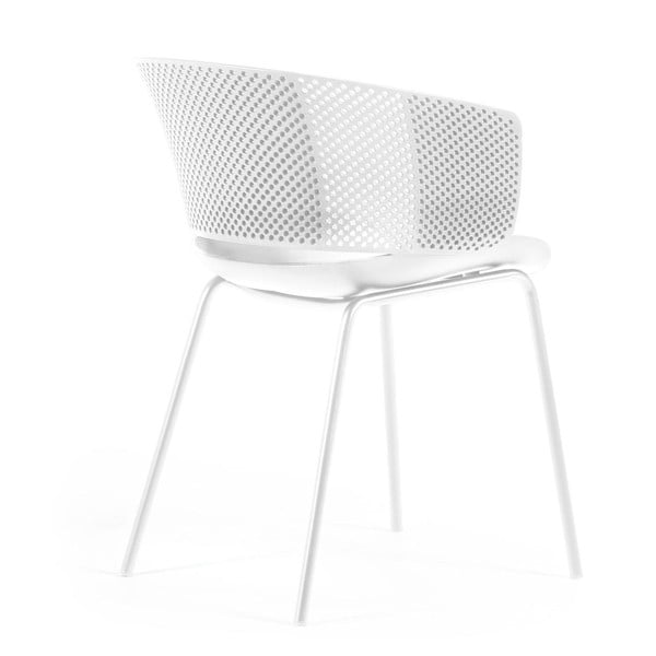 Bel kovinski/plastičen vrtni stol Yeray – Kave Home-image-2