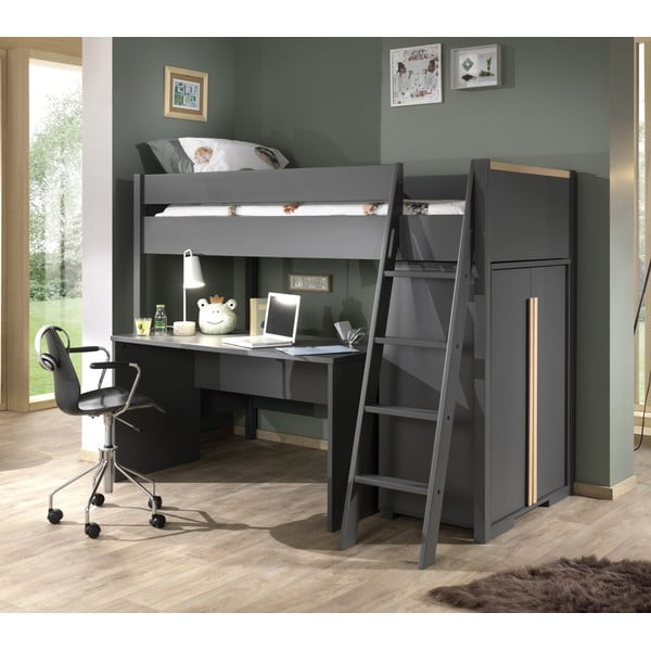 Temno siva otroška pisalna miza Vipack London-image-1