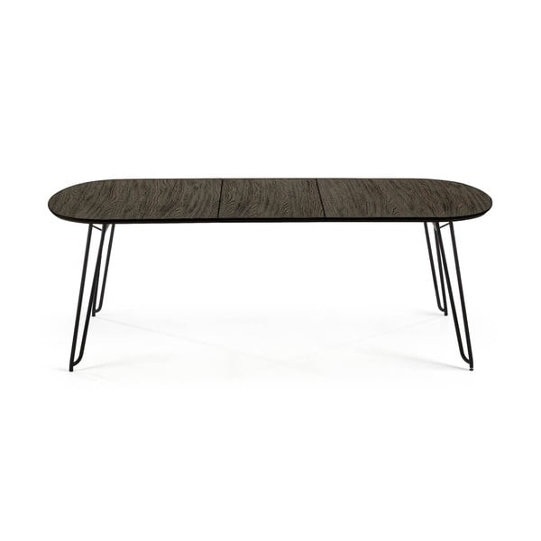 Temno rjava raztegljiva jedilna miza z mizno ploščo v jesenovem dekorju 100x170 cm Milian – Kave Home-image-4