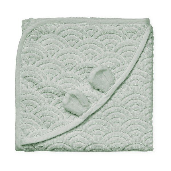 Mentolno zelena otroška brisača s kapuco iz organskega bombaža 80x80 cm Dusty Green – Cam Cam Copenhagen