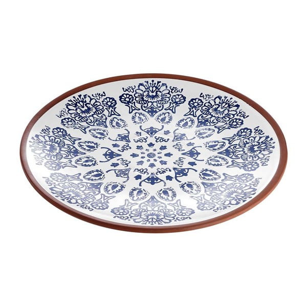 Ladelle Tapas terakotni okrogli krožnik z modrim vzorcem, ⌀ 35 cm