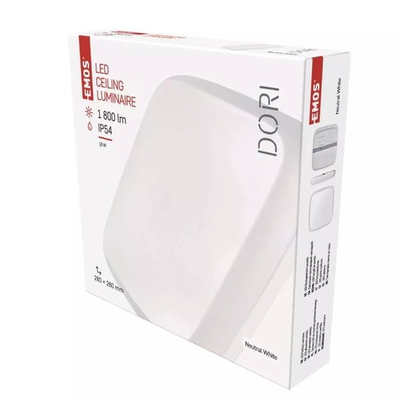 Bela LED stropna svetilka 28x28 cm Dori – EMOS-image-1