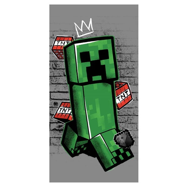 Zeleno-siva bombažna otroška brisača 70x140 cm Minecraft "Metro Art Creeper" – Jerry Fabrics