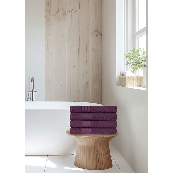 Bordo rdeče frotirne bombažne brisače v kompletu 4 ks 50x100 cm – Good Morning-image-2