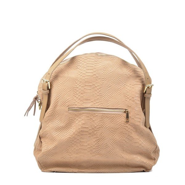 Bež usnjena torbica Carla Ferreri Hobo-image-1