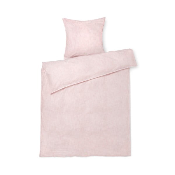 Bela/rožnata posteljnina iz organskega bombaža 140x200 cm Monochrome Lines – JUNA