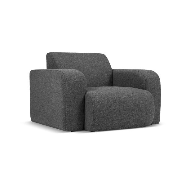 Temno siv fotelj iz tkanine bouclé Molino – Micadoni Home