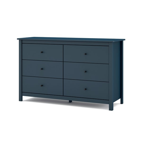 Temno modra nizka komoda iz masivnega bora 130x80 cm Misti – Marckeric-image-2