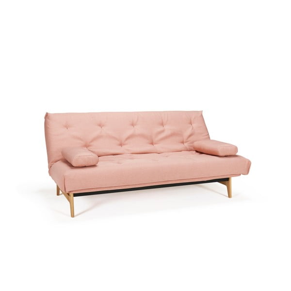 Svetlo roza kavč postelja Inovacija Aslak Soft Coral, 92 x 200 cm