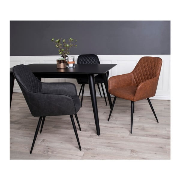 Rjavi oblazinjeni jedilni stoli v kompletu z nasloni za roke 2 ks Harbo – House Nordic-image-2