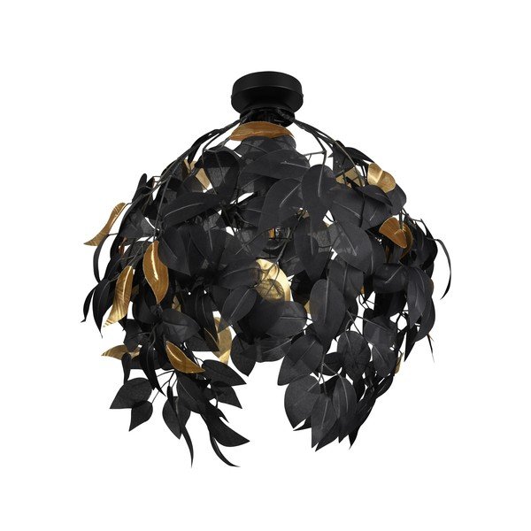 Mat črna kovinska stropna svetilka s plastičnim senčilom ø 38 cm Leavy – Reality